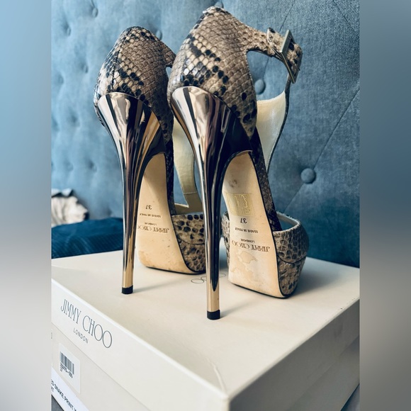 Jimmy choo snake skin gold heel stiletto size 37 (7us) - Picture 6 of 10
